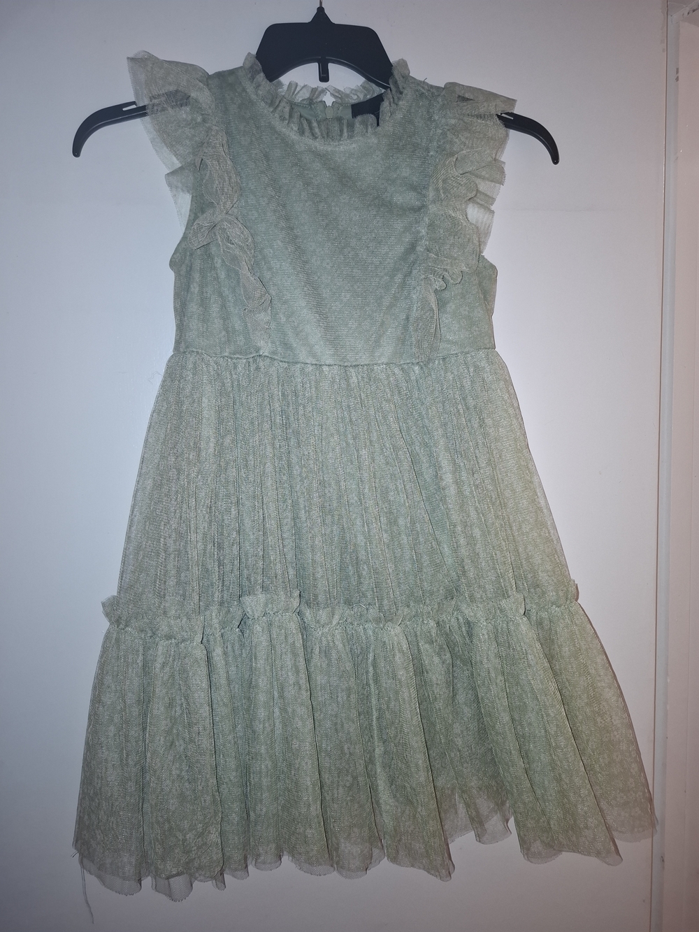 Girls' Sage Green Ruffle Tiered Special Occasion Dress